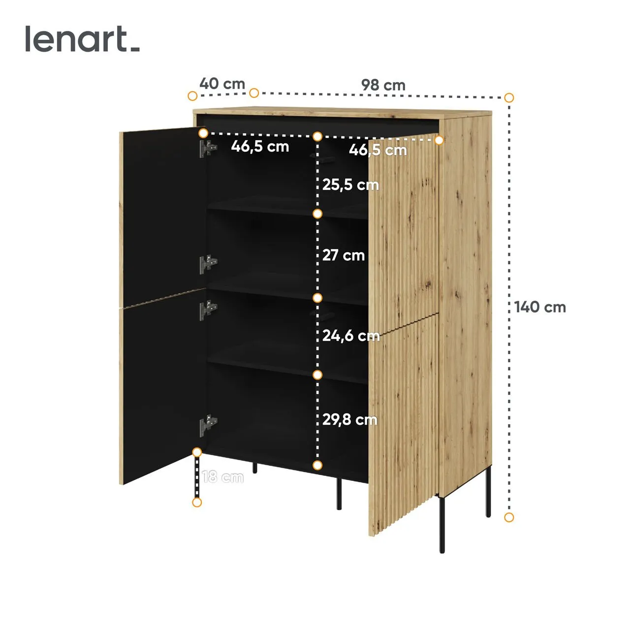 Komoda 4D z oświetleniem dąb artisan/czarny TREND TR03 - obrazek 4
