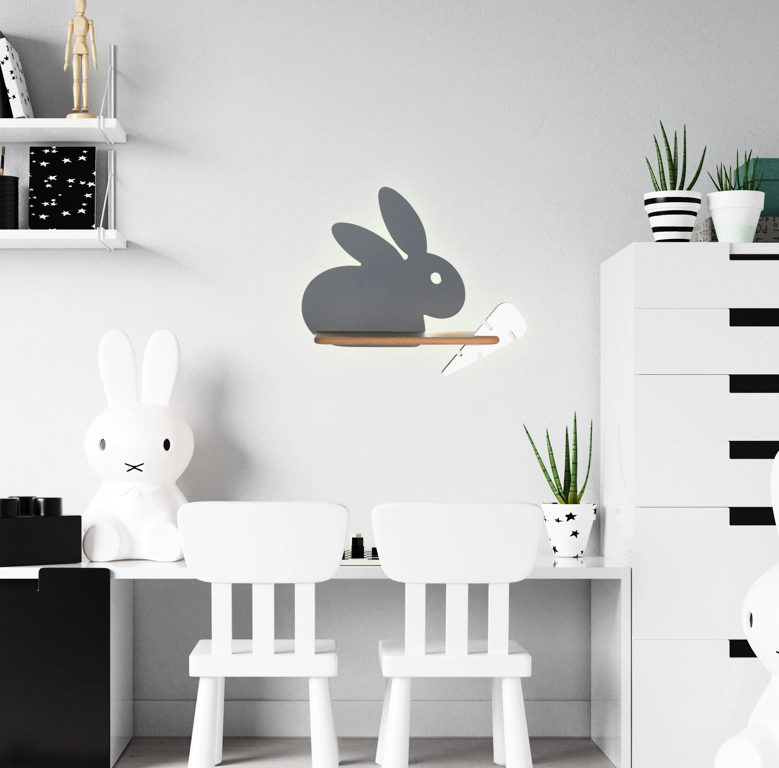 RABIT LAMPA KINKIET 4W LED 4000K IQ KIDS Z PRZEWODEM Z WŁ. I WTYCZKĄ SZARY+BIAŁY - obrazek 2