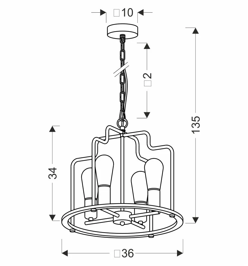 Datus lampa sufitowa czarny 4x40W E27 - obrazek 4