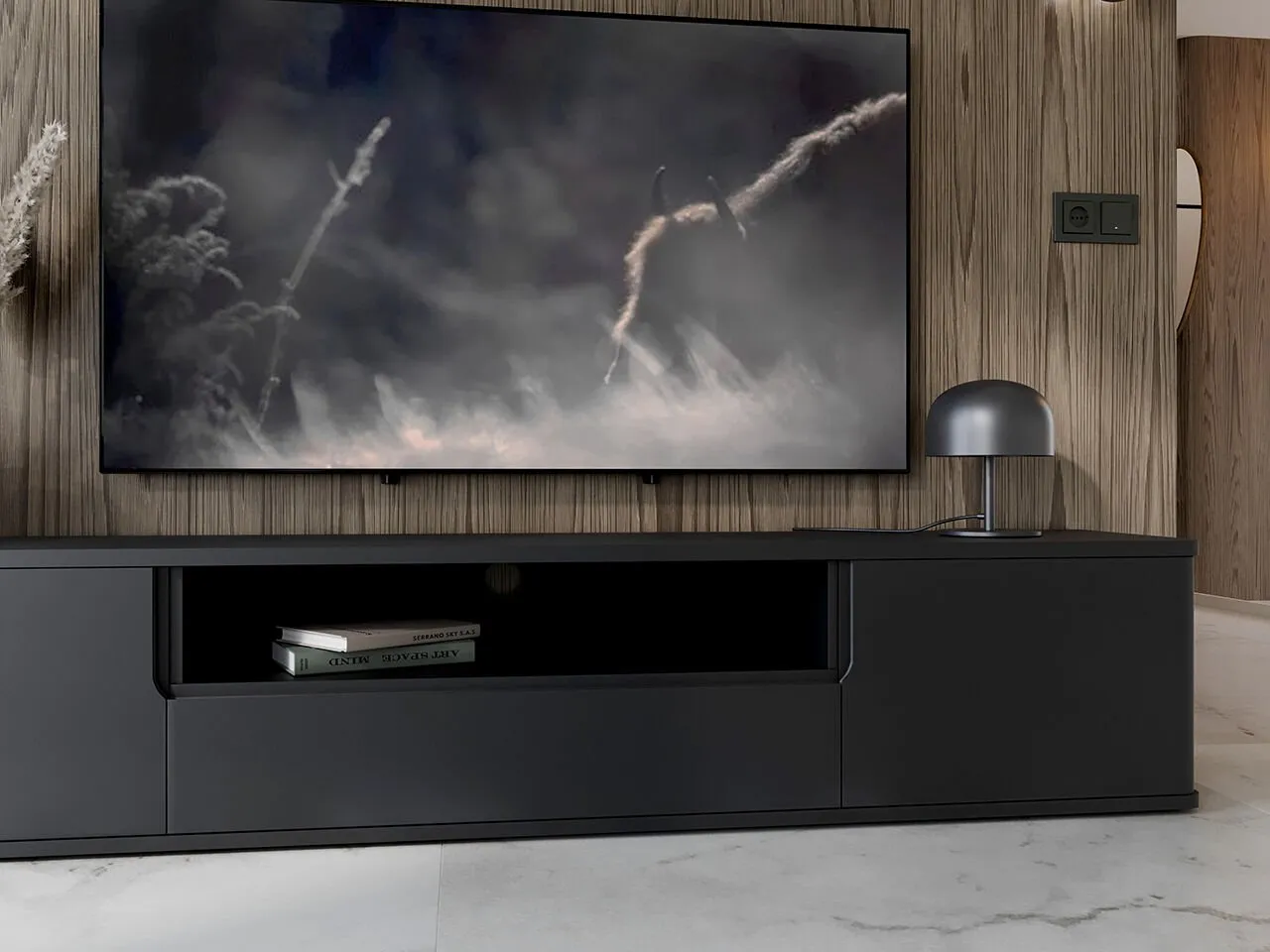 Komoda RTV wisząca RADIUS 180 czarny - obrazek 10