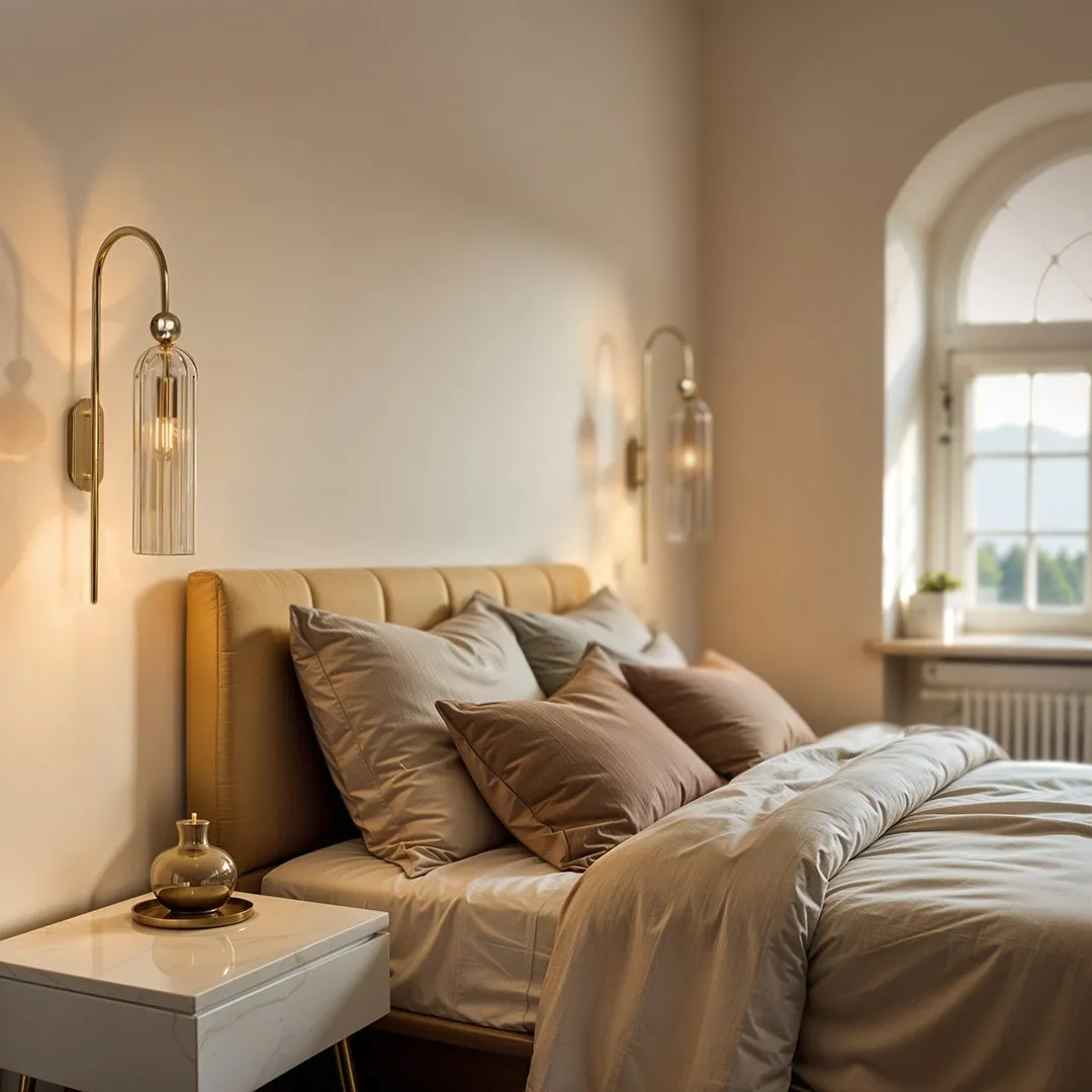 Lampa Dekoracyjna Ścienna Kinkiet Szklana AM204 1xE14 Złota REGINA - obrazek 4