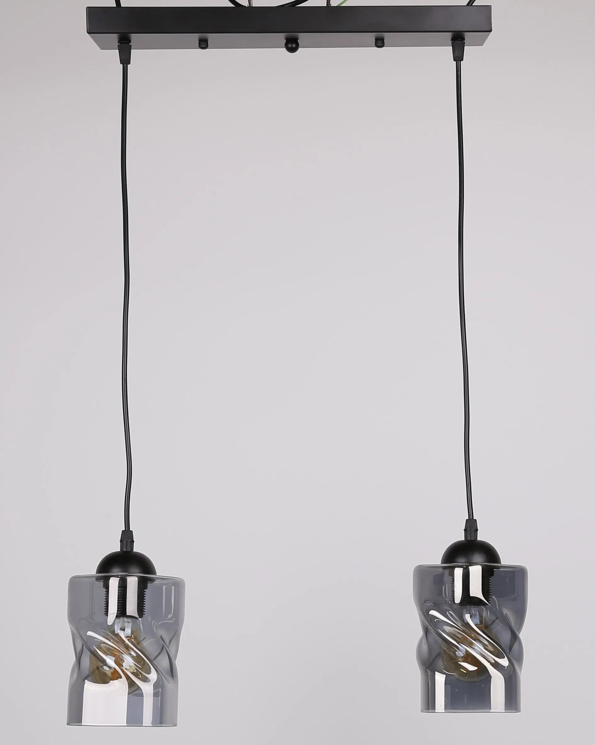 Felis lampa wisząca czarny 2x60w e27 klosz dymiony - obrazek 2