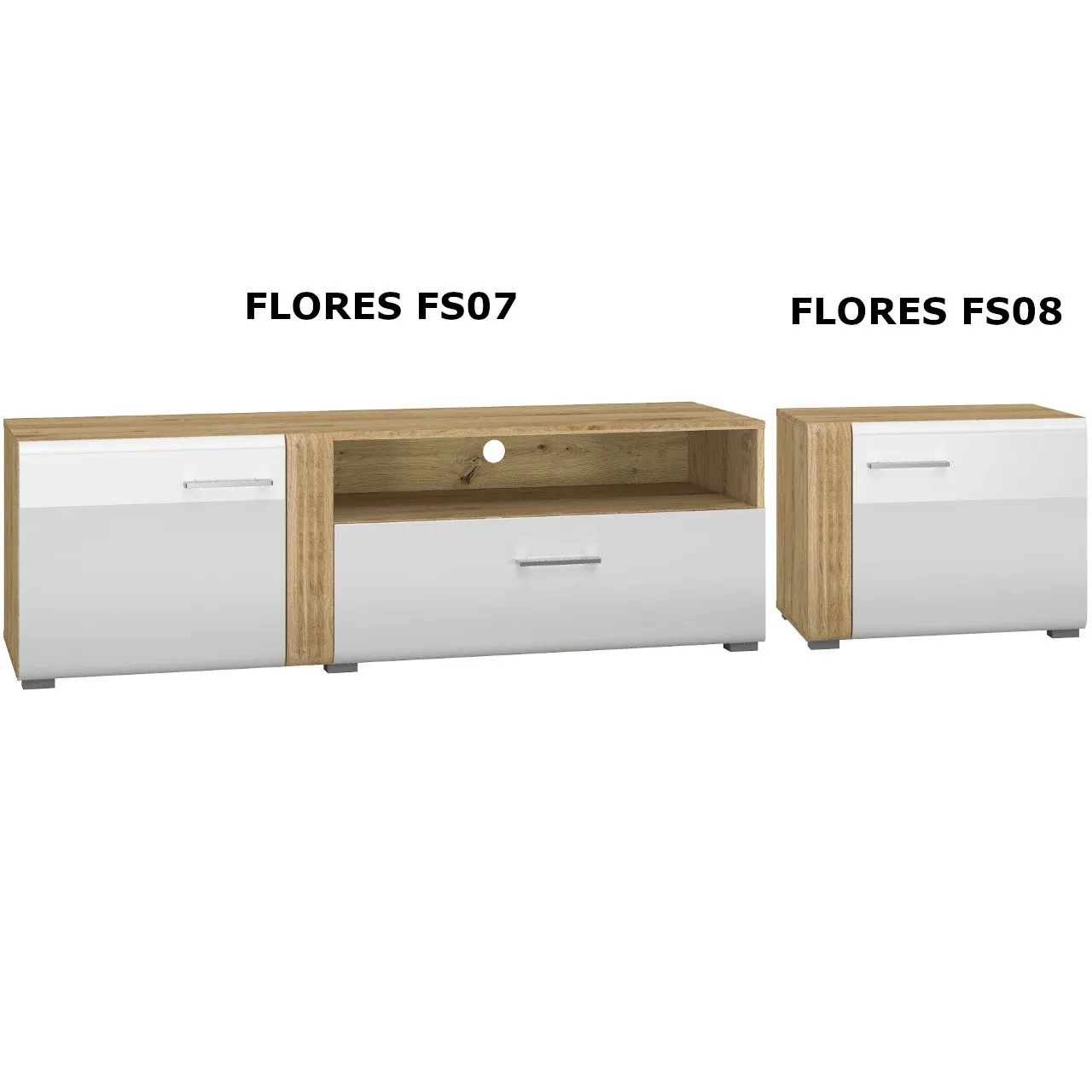 Dostawka RTV FLORES FS08 dąb castello / biały połysk - obrazek 4