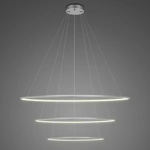 Lampa wisząca Ledowe Okręgi No.3 80cm 3k srebrna Dali układ 80/60/40 cm