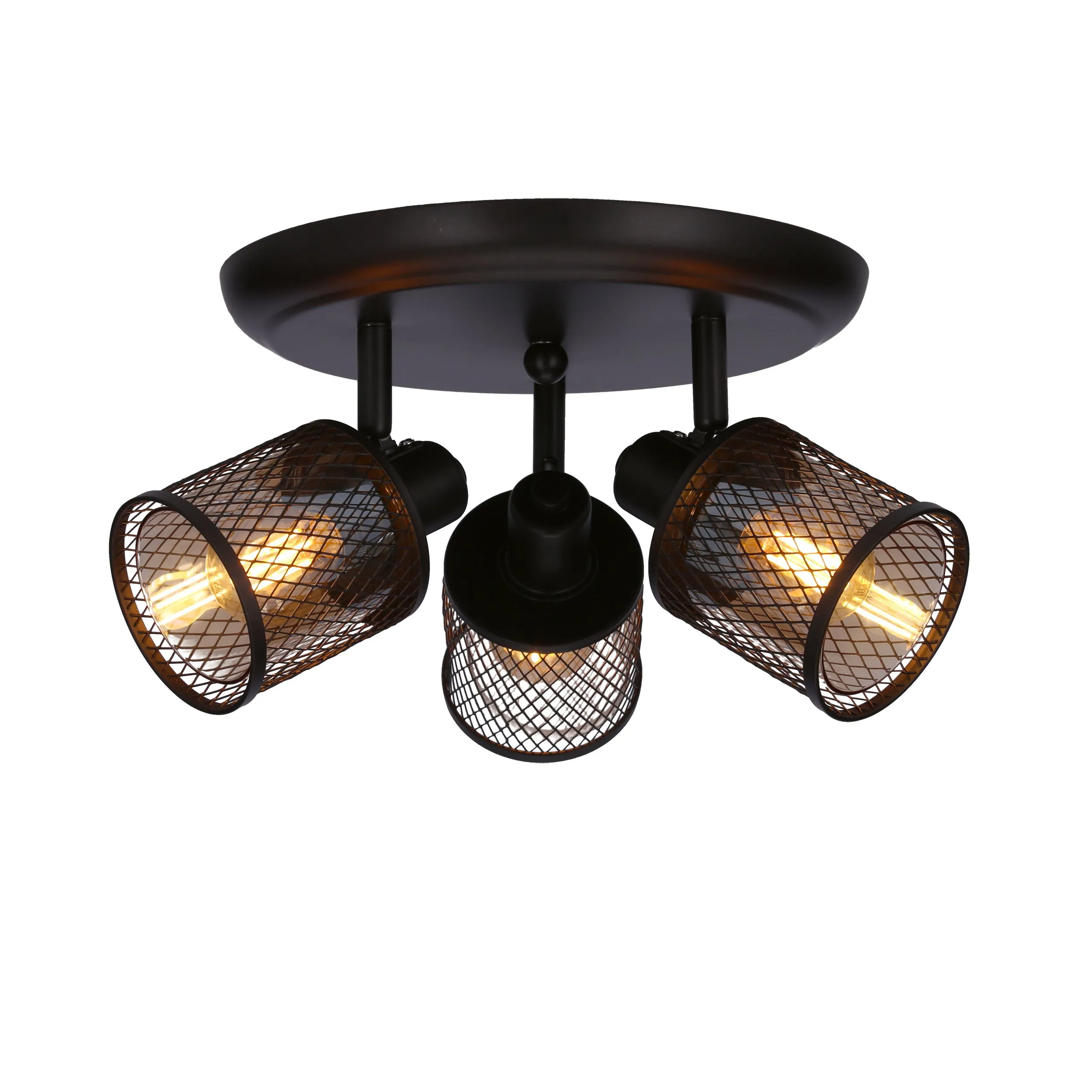 LAMPA SUFITOWA CANABERA PLAFON KAWOWE ZŁOTO 3X40W E14 KLOSZ BURSZTYNOWY - obrazek 7
