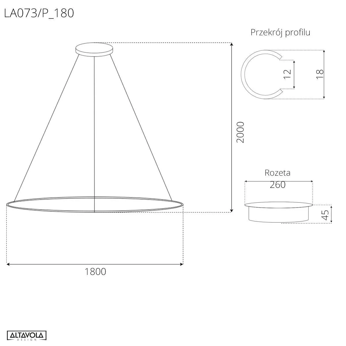 Lampa wisząca Ledowe Okręgi No.1 180cm 3k czarna Dali - obrazek 3