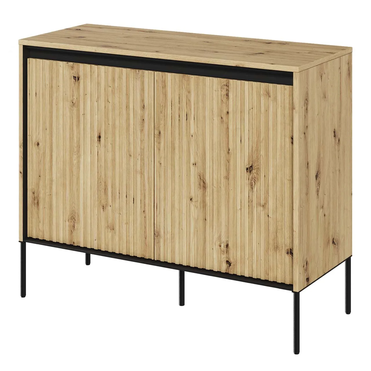 Komoda 2D z oświetleniem dąb artisan/czarny TREND TR02 - obrazek 2