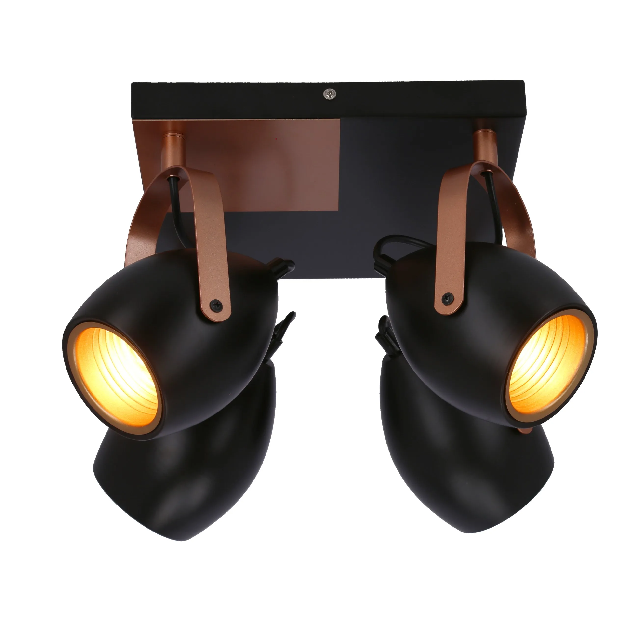 Anica lampa sufitowa plafon czarny 4x40w e14 odbłyśnik złoty - obrazek 8