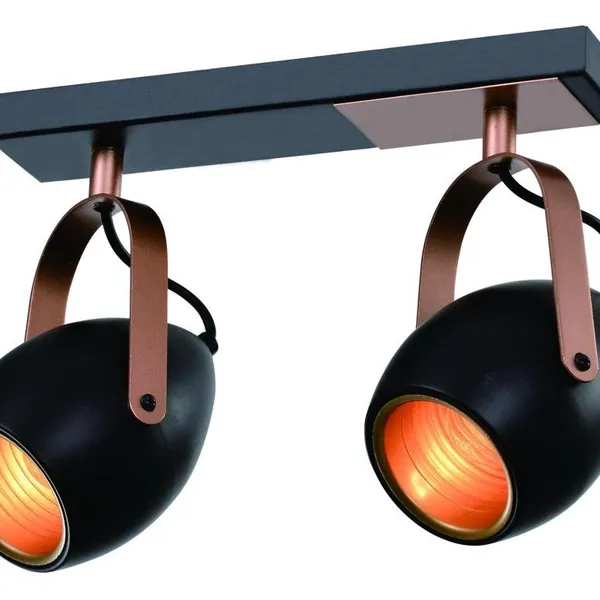 Anica lampa sufitowa listwa czarny 2x40w e14 odbłyśnik złoty