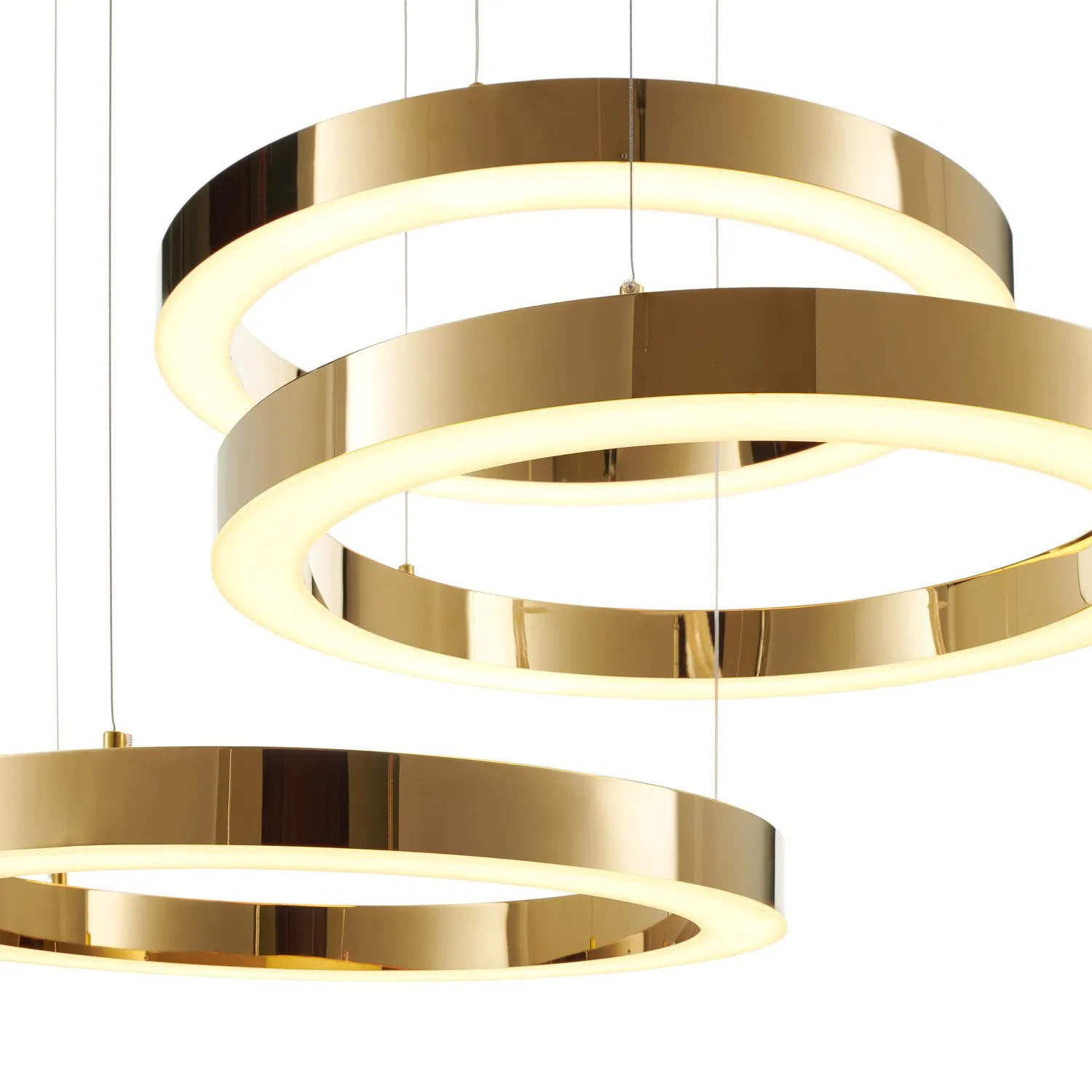 Lampa wisząca CIRCLE 3 60+60+60 cm - LED, ring złoty połysk na 1 podsufitce - obrazek 5