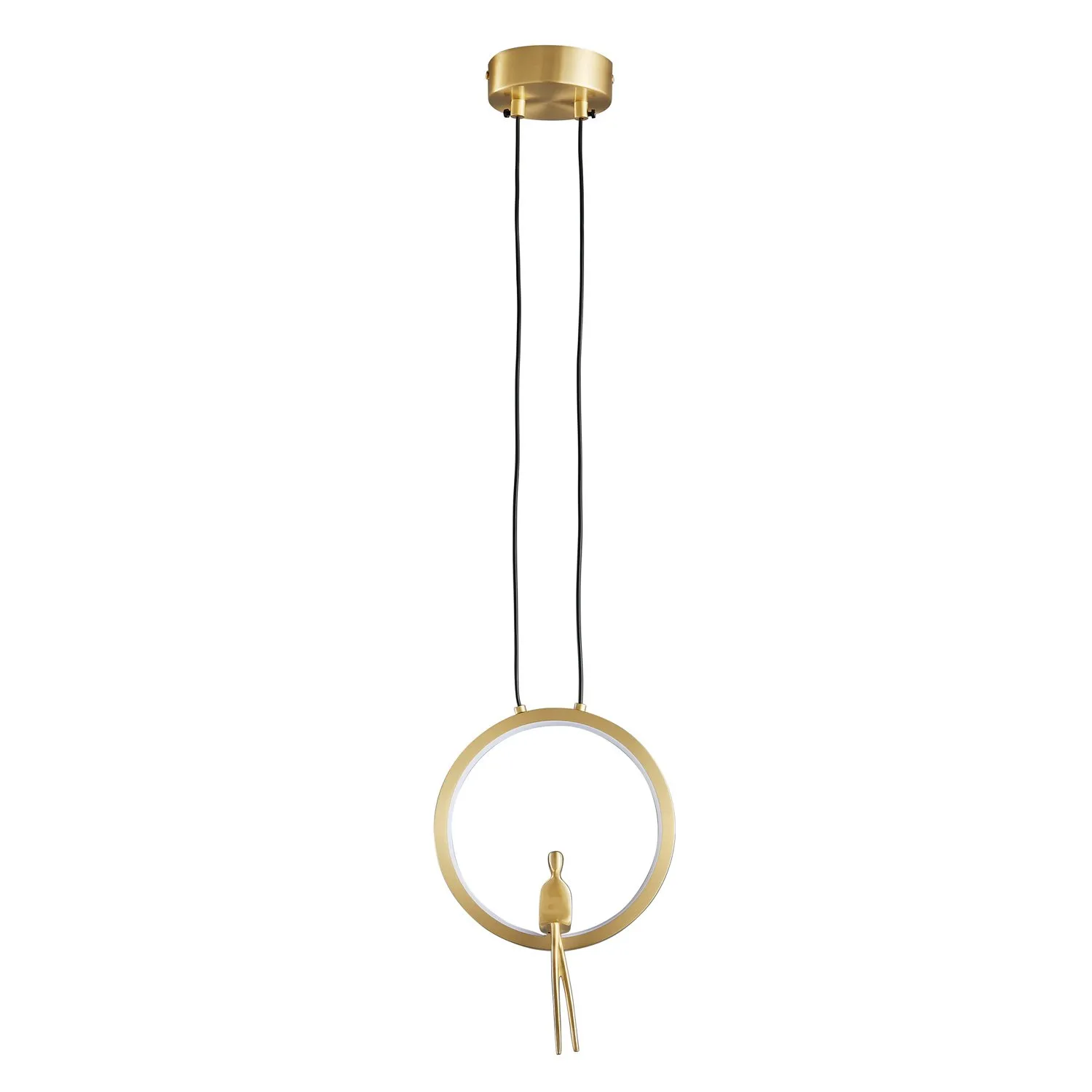 Lampa wisząca AMICI 27 cm - LED, mosiądz, złoty ring z dekoracyjną figurką