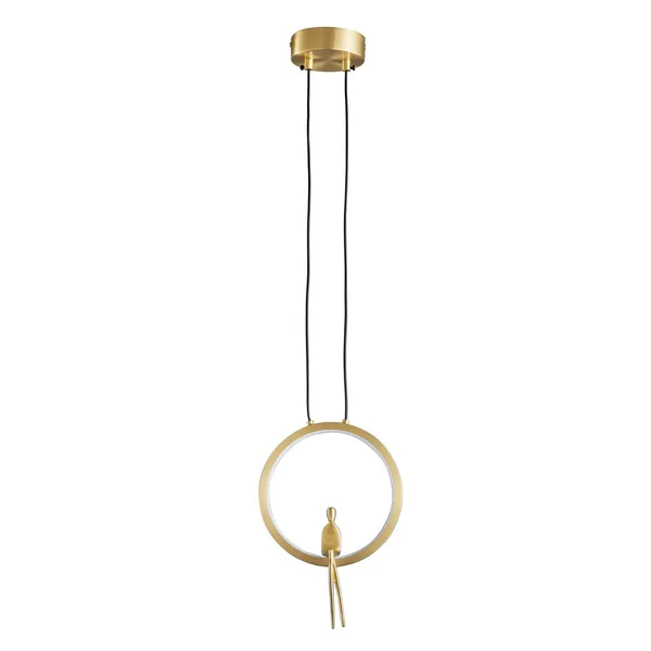Lampa wisząca AMICI 27 cm - LED, mosiądz, złoty ring z dekoracyjną figurką
