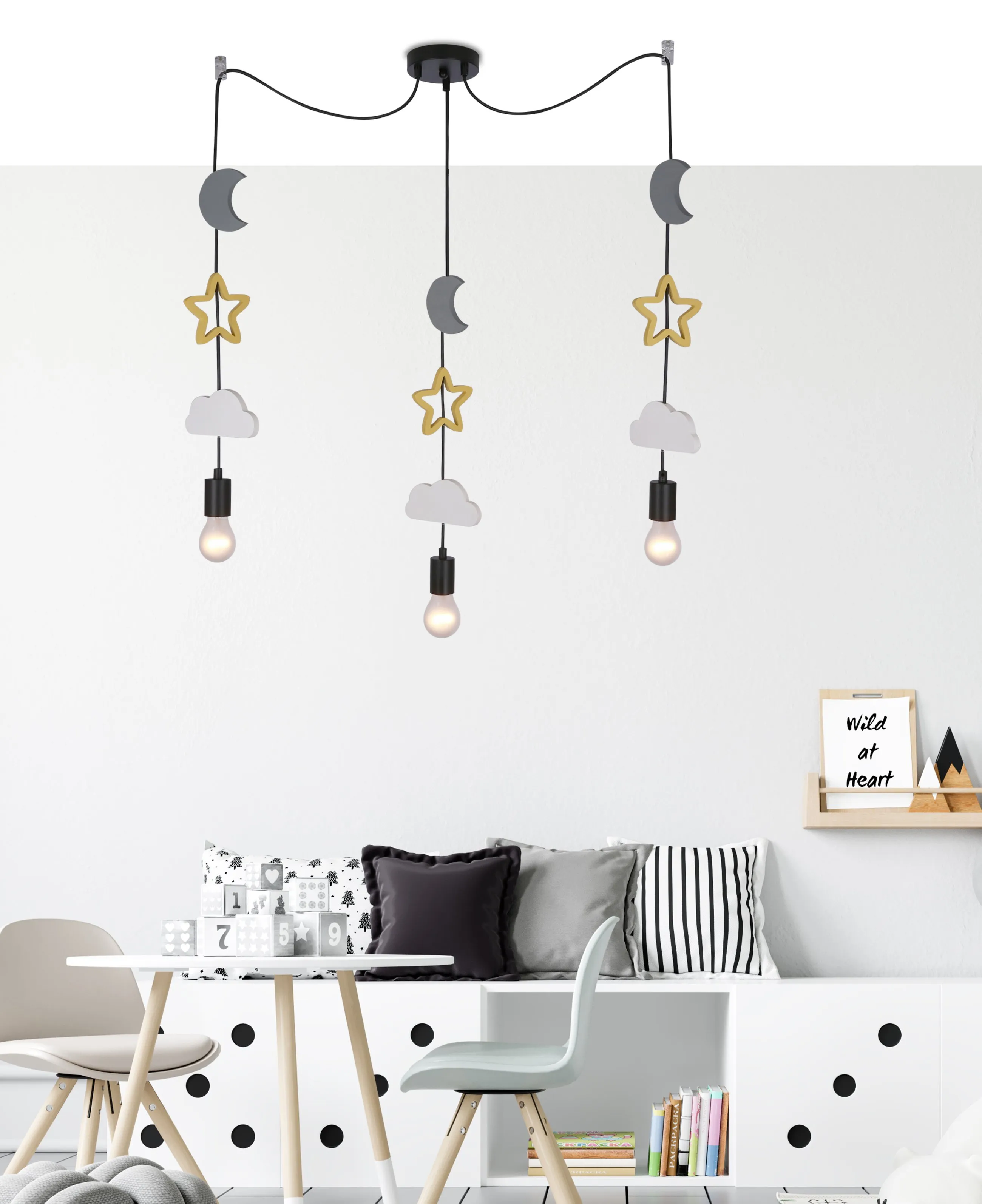 TRIO CCC P LAMPA WISZĄCA CZARNY 3X20W E27 IQ KIDS BIAŁY+ZŁOTY+SZARY - obrazek 2