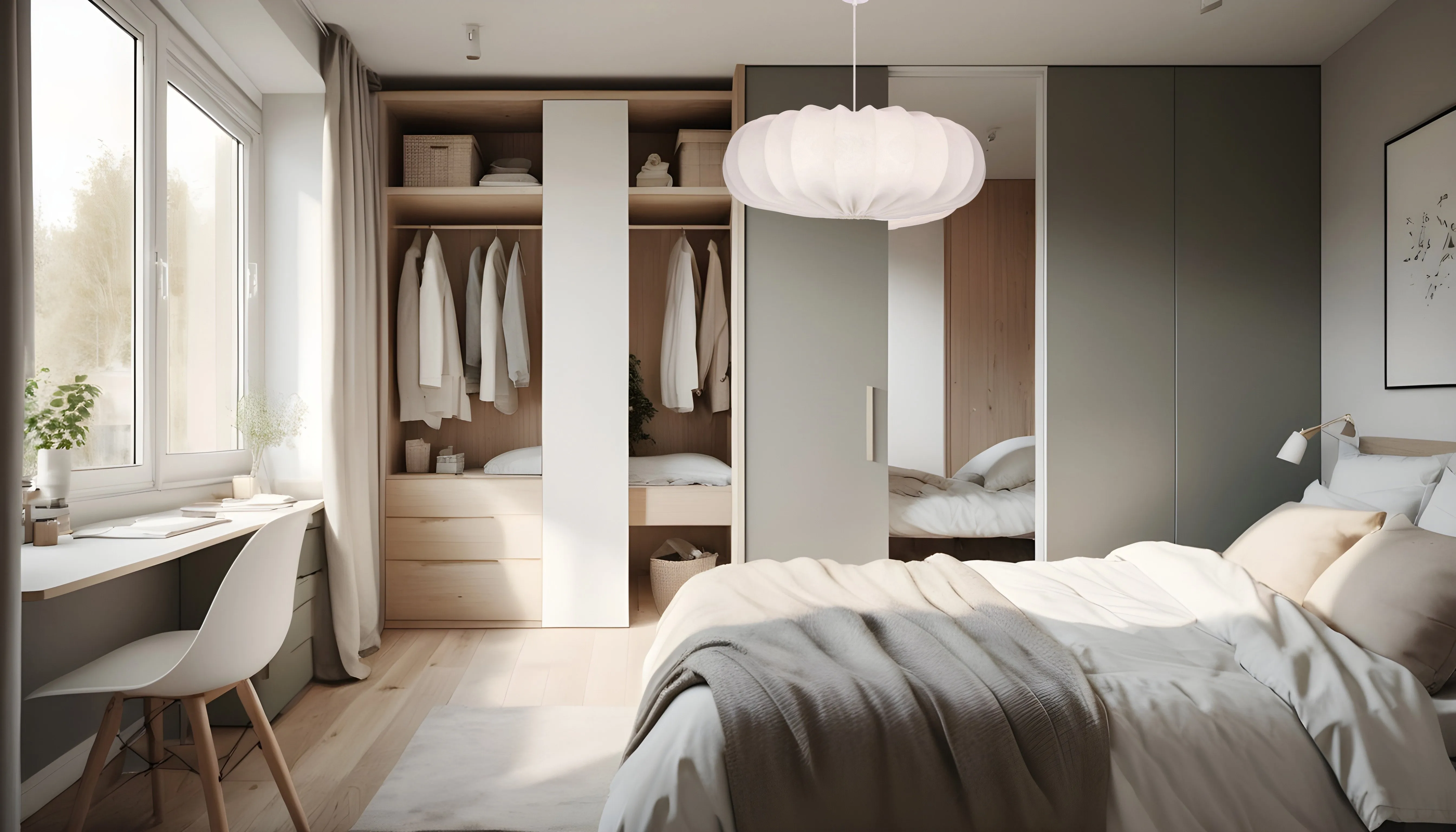 Lampa wisząca CAFEE skandynawska - z abażurem kremowym latte 66cm - nowoczesne oświetlenie sufitowe do salonu i jadalni E27 - obrazek 2