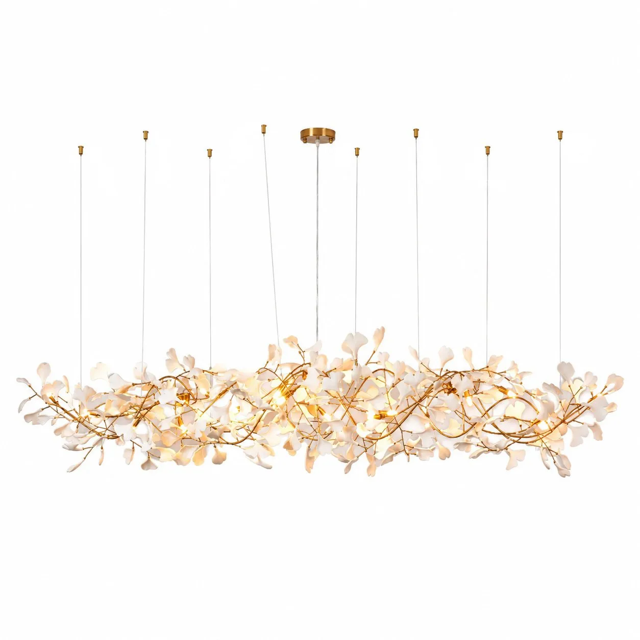 Lampa wisząca BOTANIKA GOLD XL 265 cm - złota i biała porcelana, G9 - obrazek 7