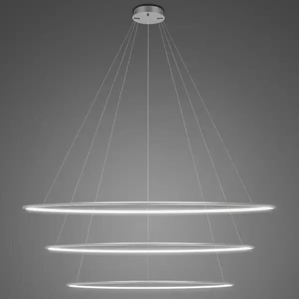 Lampa wisząca Ledowe Okręgi No.3 150cm 4k srebrna