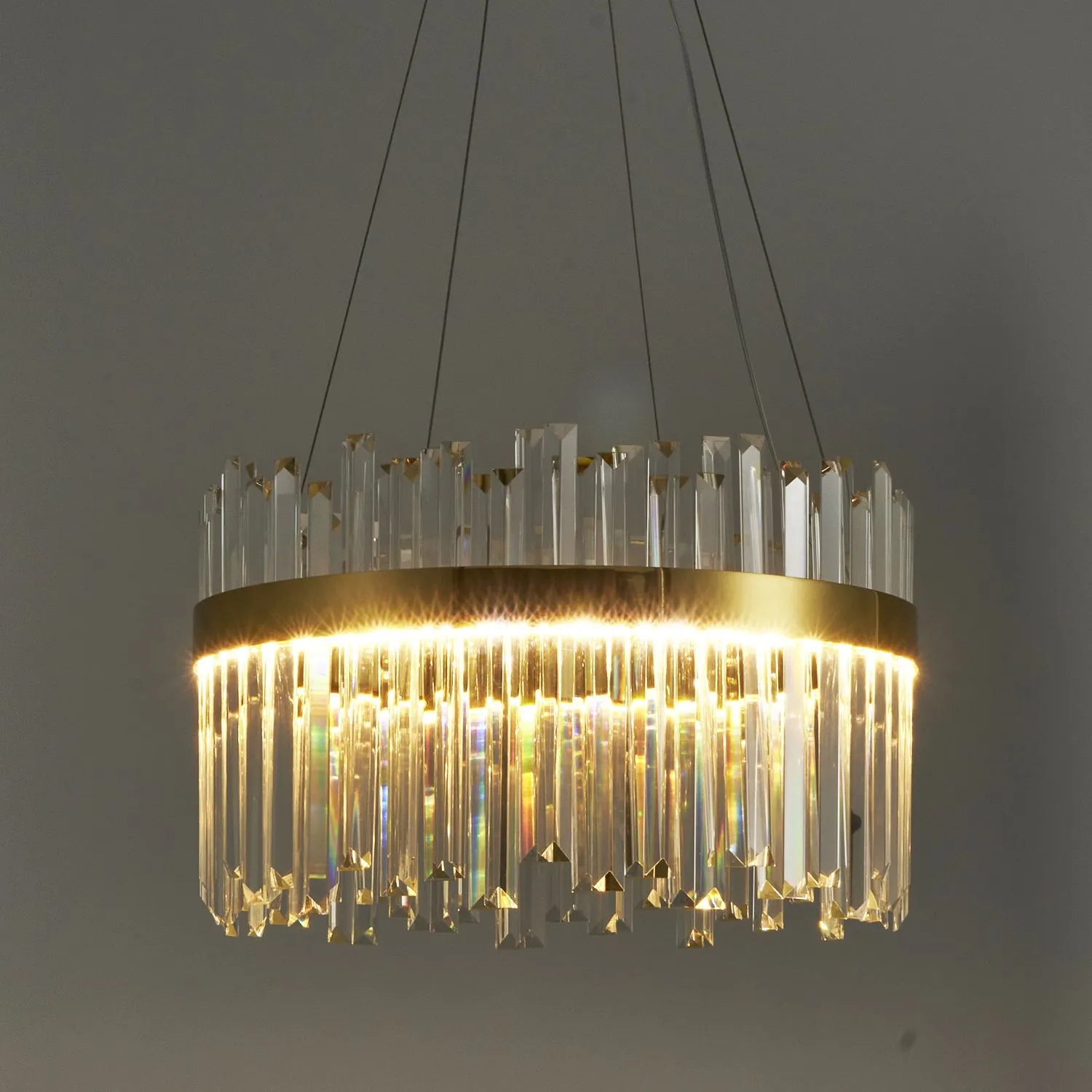 Lampa wisząca ROYAL LED kryształowa złota 50 cm - obrazek 7