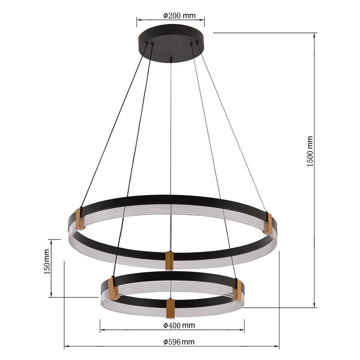 Lampa wisząca Plum 60 cm 40 cm czarno-transparentna LED CCT - obrazek 7