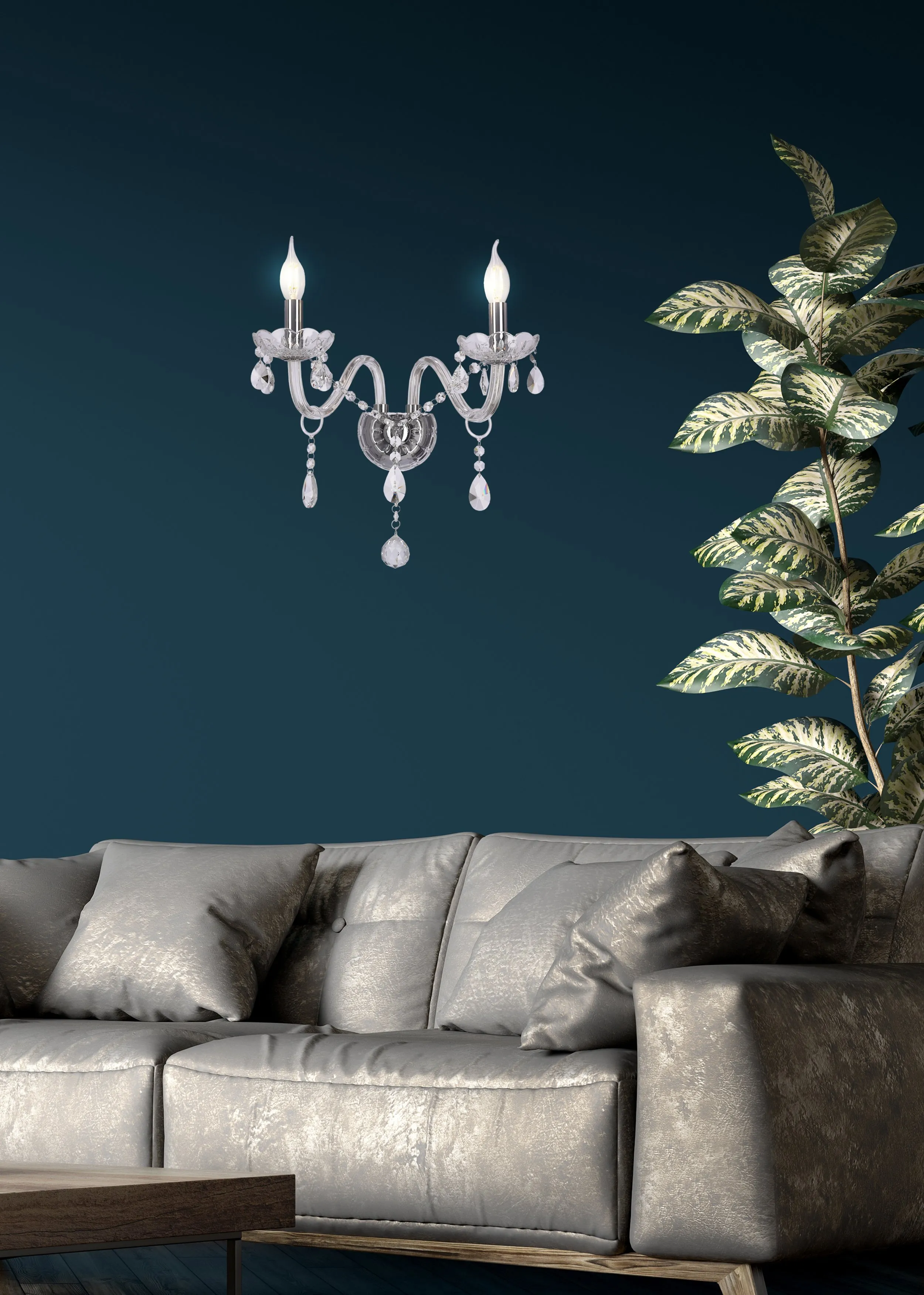 Cristallo lampa kinkiet chromowy 2x40W E14 transparentny - obrazek 2