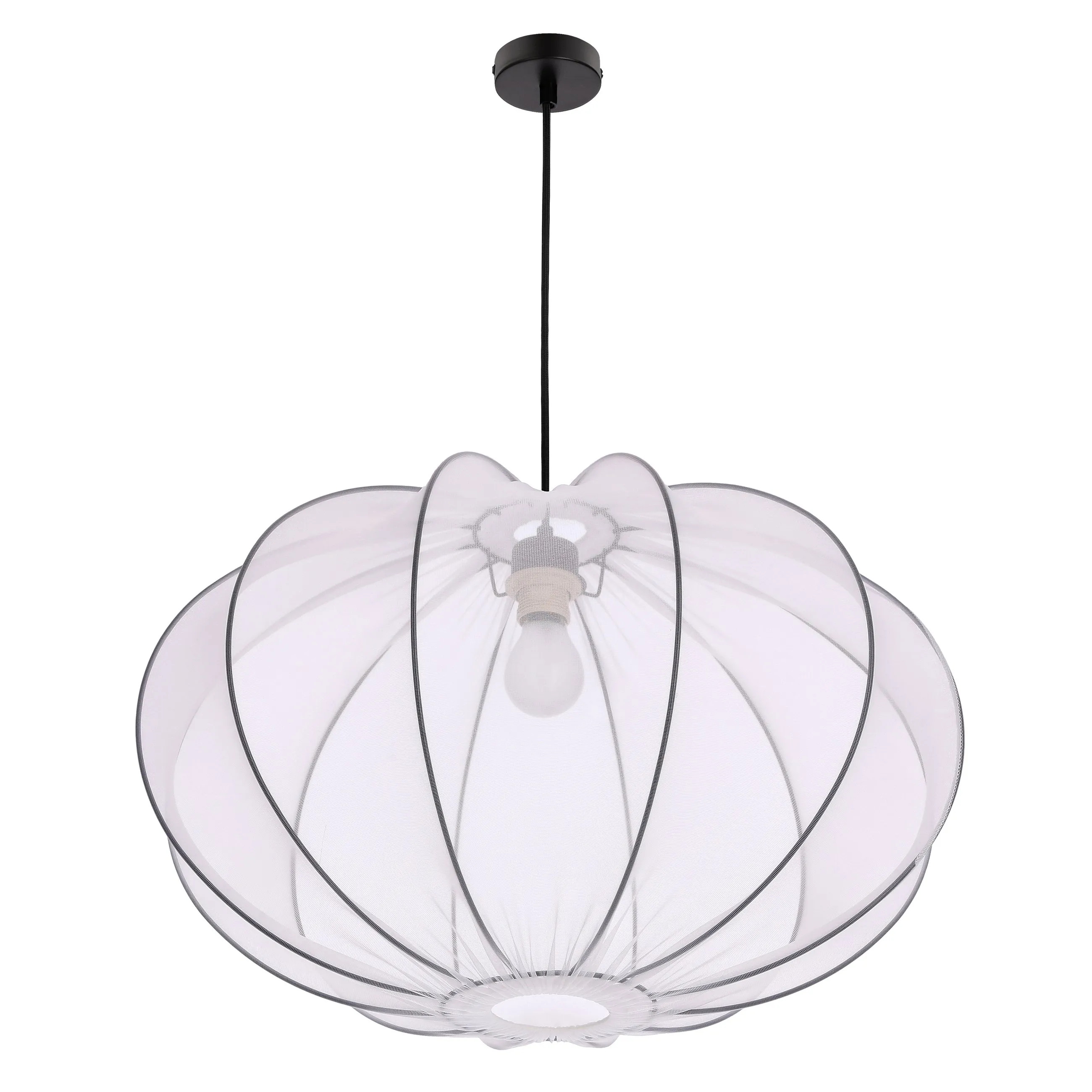 MELLOW lampa wisząca czarny 1x40W E27 abażur mist 60 biały kula