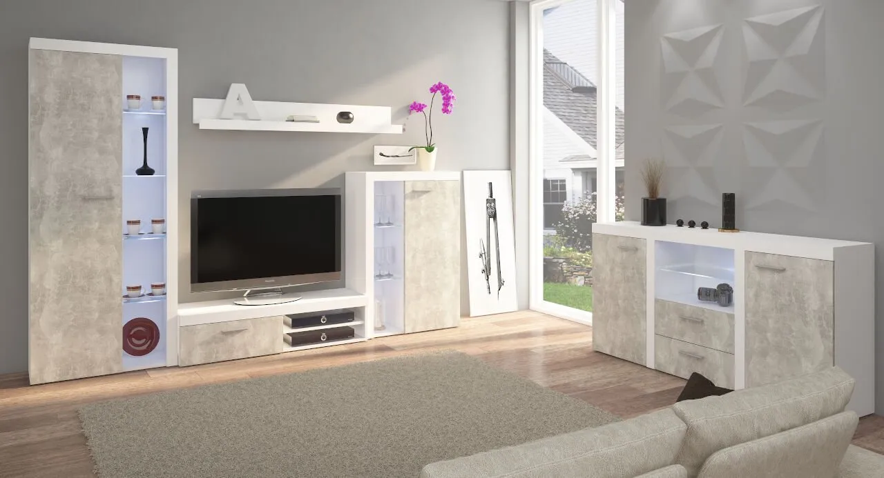 Komoda RODOS 3D biały / beton jasny - obrazek 4