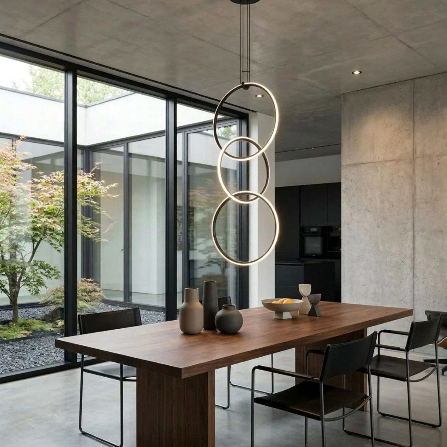 Lampa wisząca COCO 3, 40 cm - LED, czarny minimalistyczny potrójny ring - obrazek 2