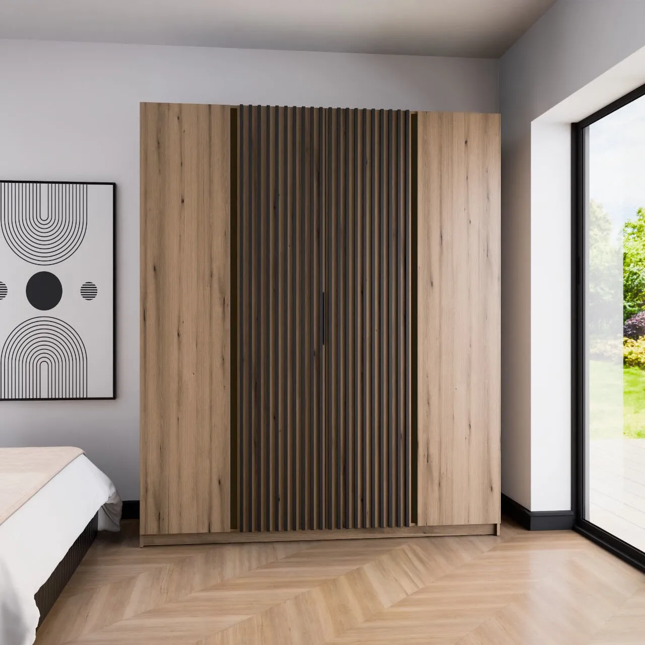 Szafa 200cm KAYA 13 dąb evoke / dąb evoke / czarny - obrazek 4
