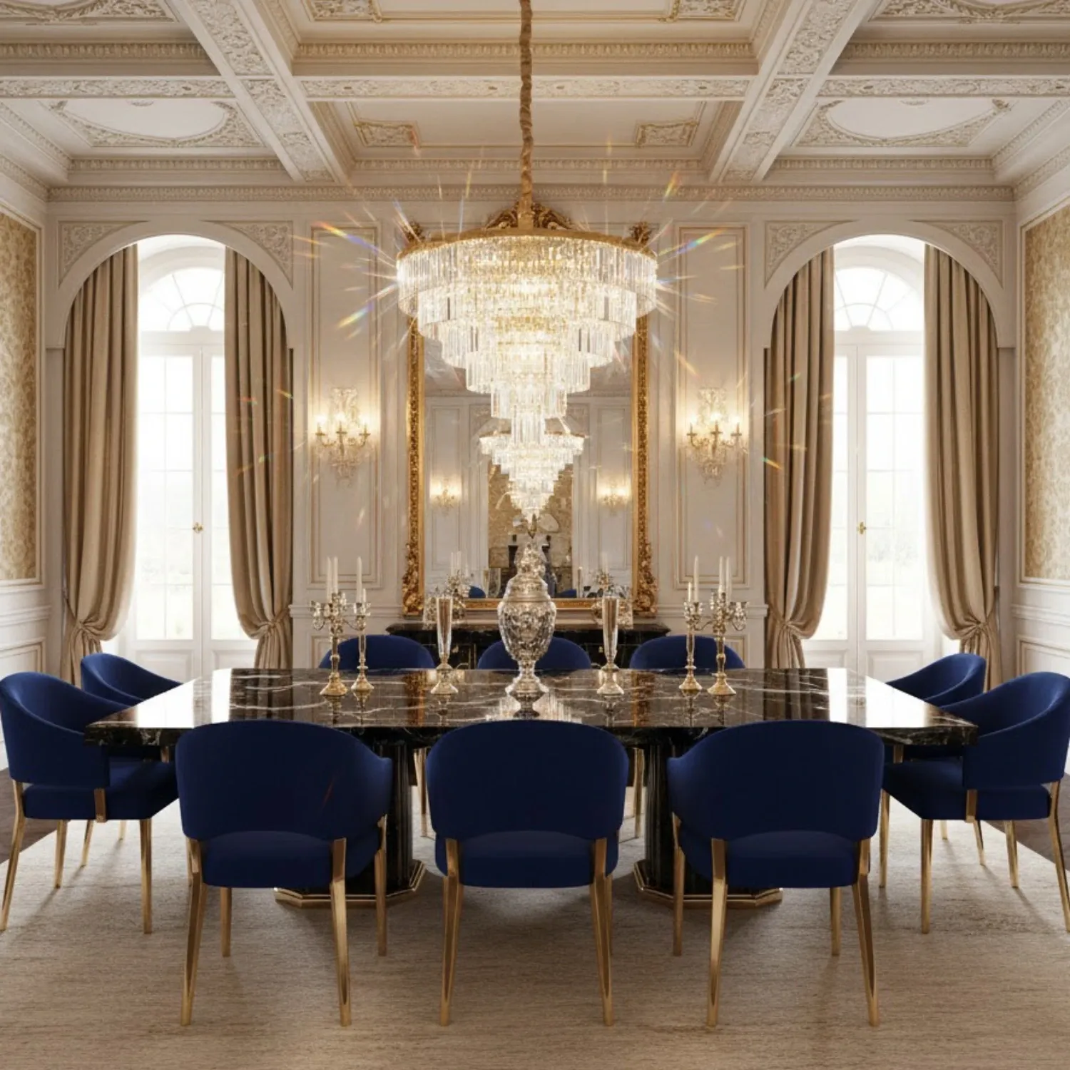 Lampa wisząca SPLENDORE 100 cm - żyrandol złoto-kryształowy - obrazek 5