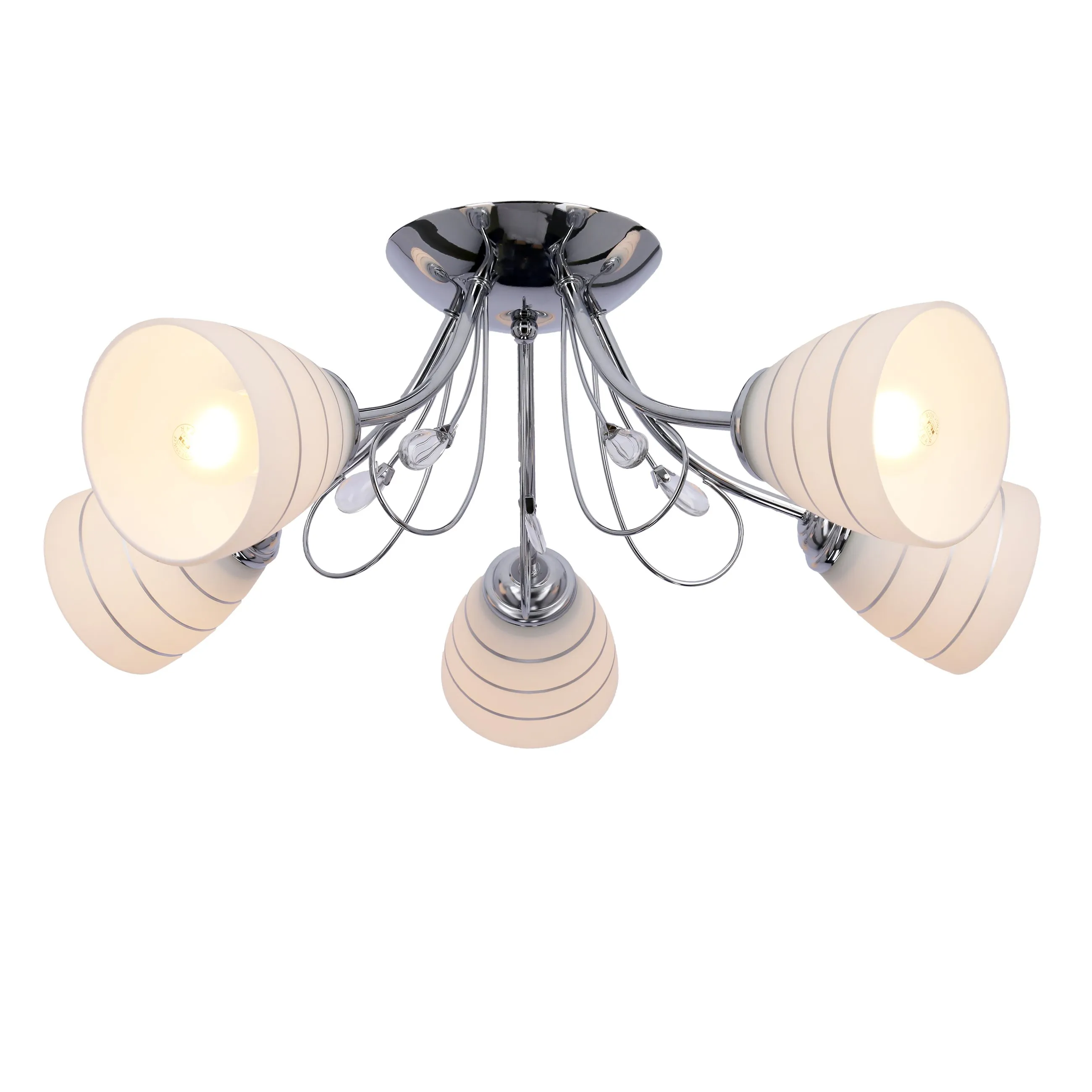 SIMPLI LAMPA WISZĄCA 5*40W E27 CHROM Z KRYSZTAŁKIEM+KLOSZ Z PASKIEM - obrazek 5