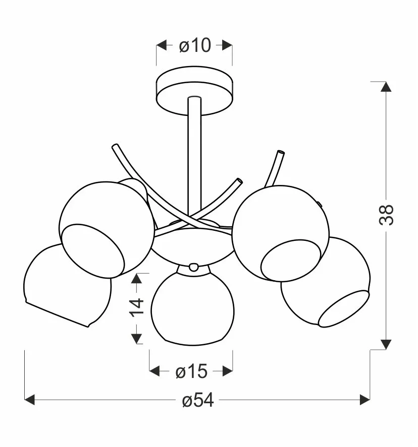 LUNORE lampa wisząca złoty 5x40W E27 klosz bursztynowy - obrazek 2