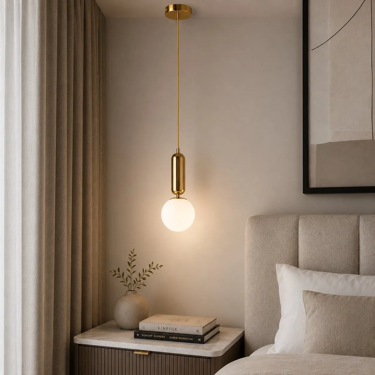 Lampa wisząca UNO złota połysk 20 cm - obrazek 2