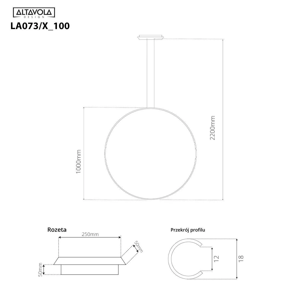 Lampa wisząca Ledowe Okręgi No.1 X 100cm 3k złota Dali - obrazek 4