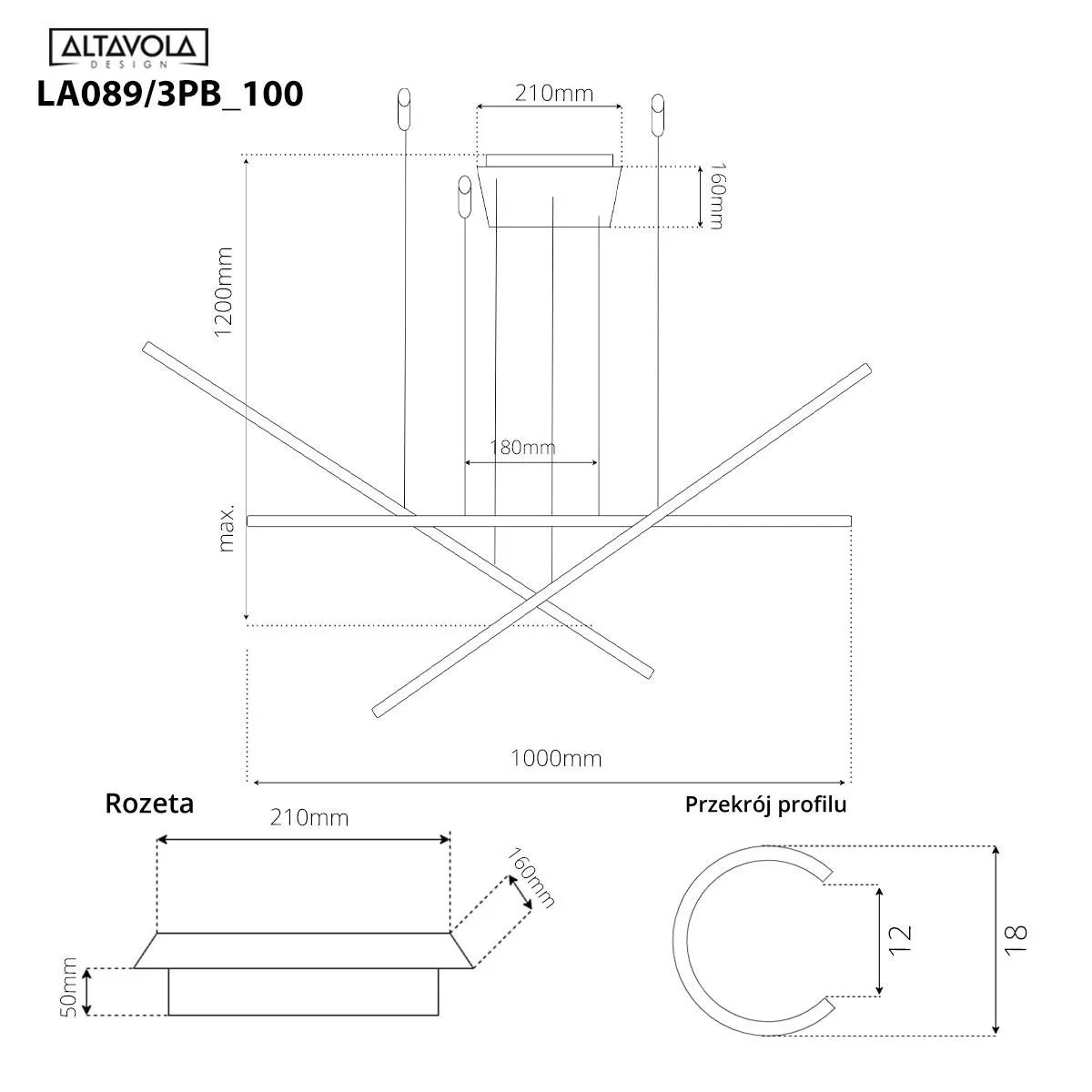 Lampa wisząca LINEA No.3PB 100cm 4k czarna Altavola Design - obrazek 5