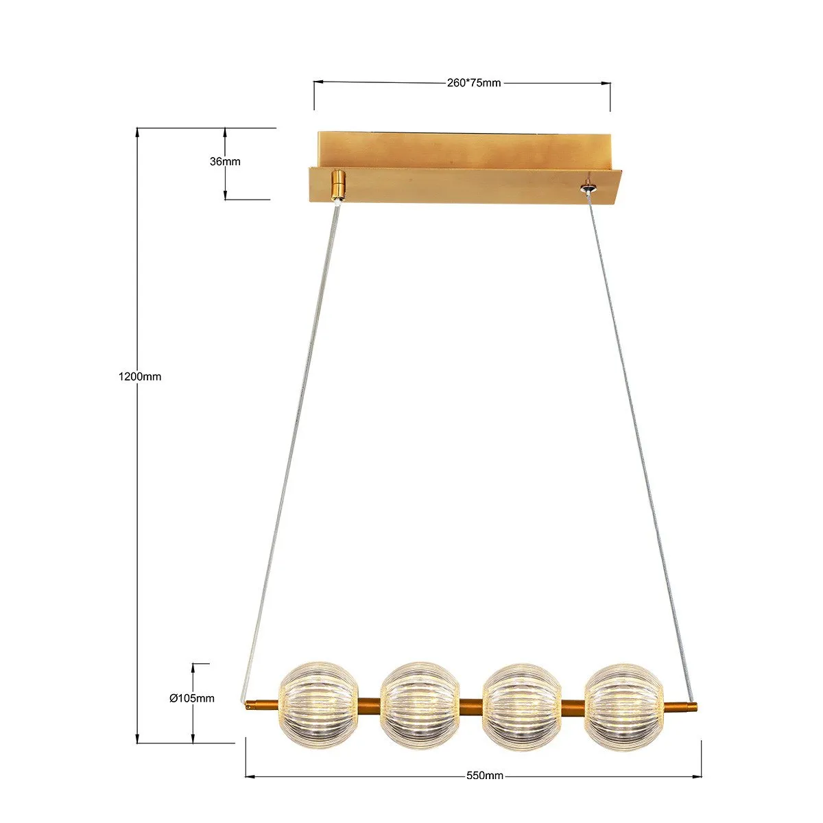 Lampa wisząca Brillant 4 złota LED CCT - obrazek 4