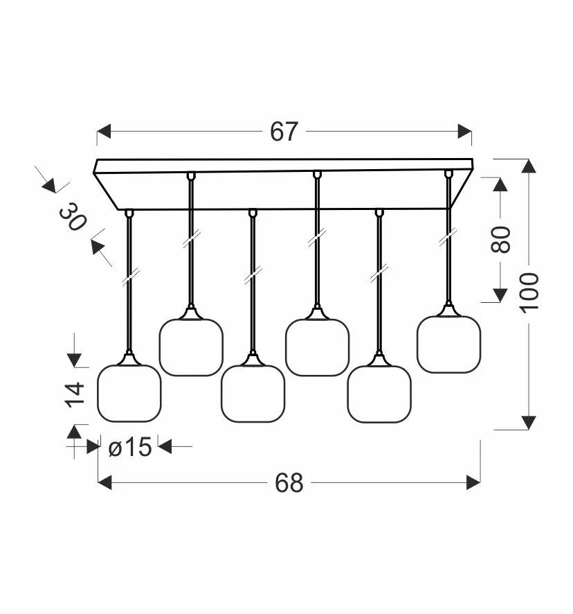 ESTAS lampa wisząca czarny 6x40W E27 klosz bursztynowy - obrazek 2