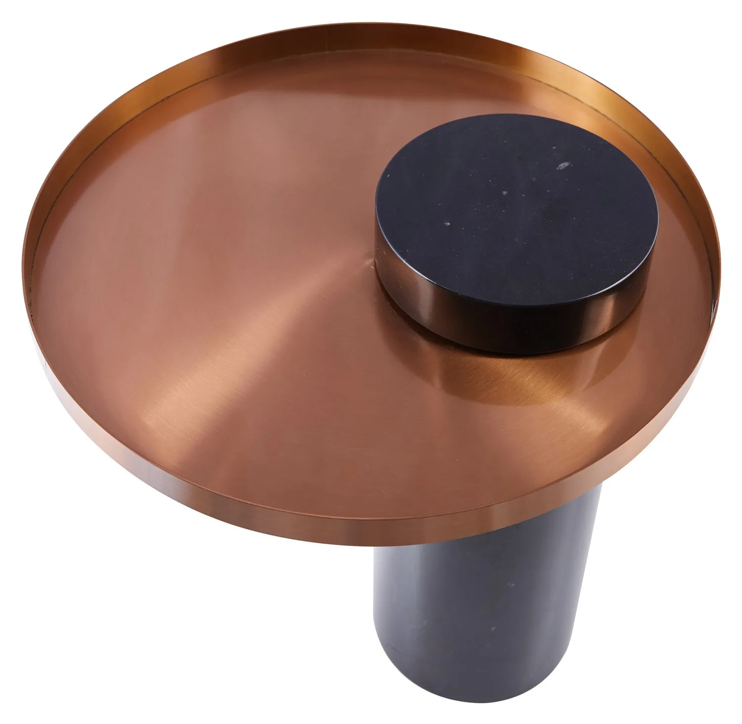 Stolik kawowy COLUMN marmurowy czarno miedziany 55 cm - obrazek 3