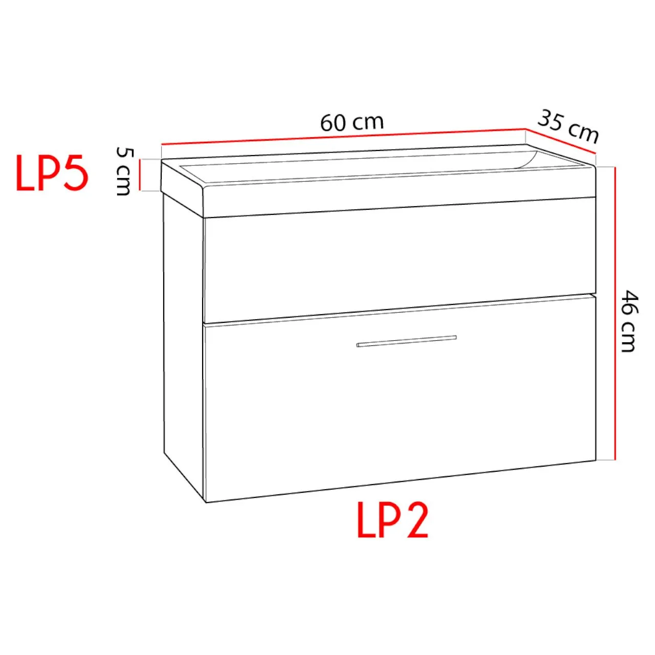 Szafka pod umywalkę LUPO LP2 biały połysk - obrazek 2