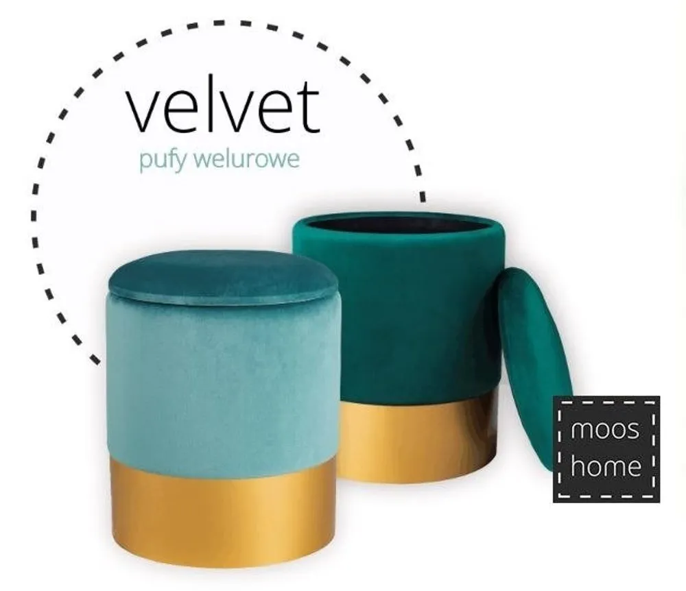 Pufa welurowa VELVET ciemna zieleń / rozm. L - obrazek 3