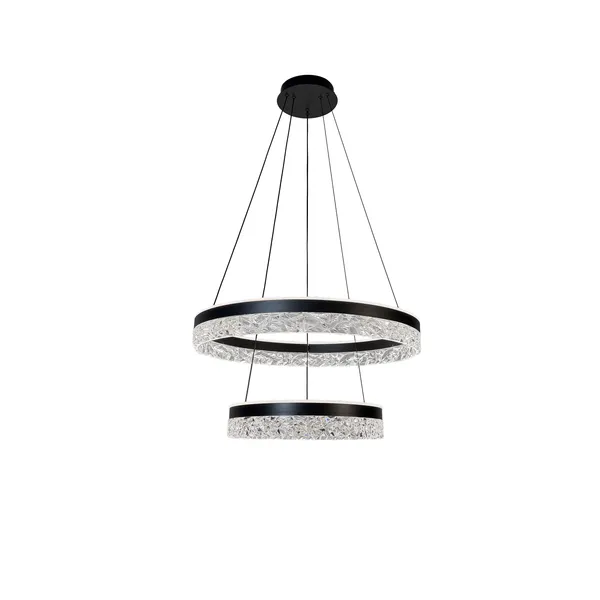 Lampa wisząca FROZI w stylu glamour – czarny klosz z kryształkami – nowoczesny żyrandol LED do luksusowego salonu