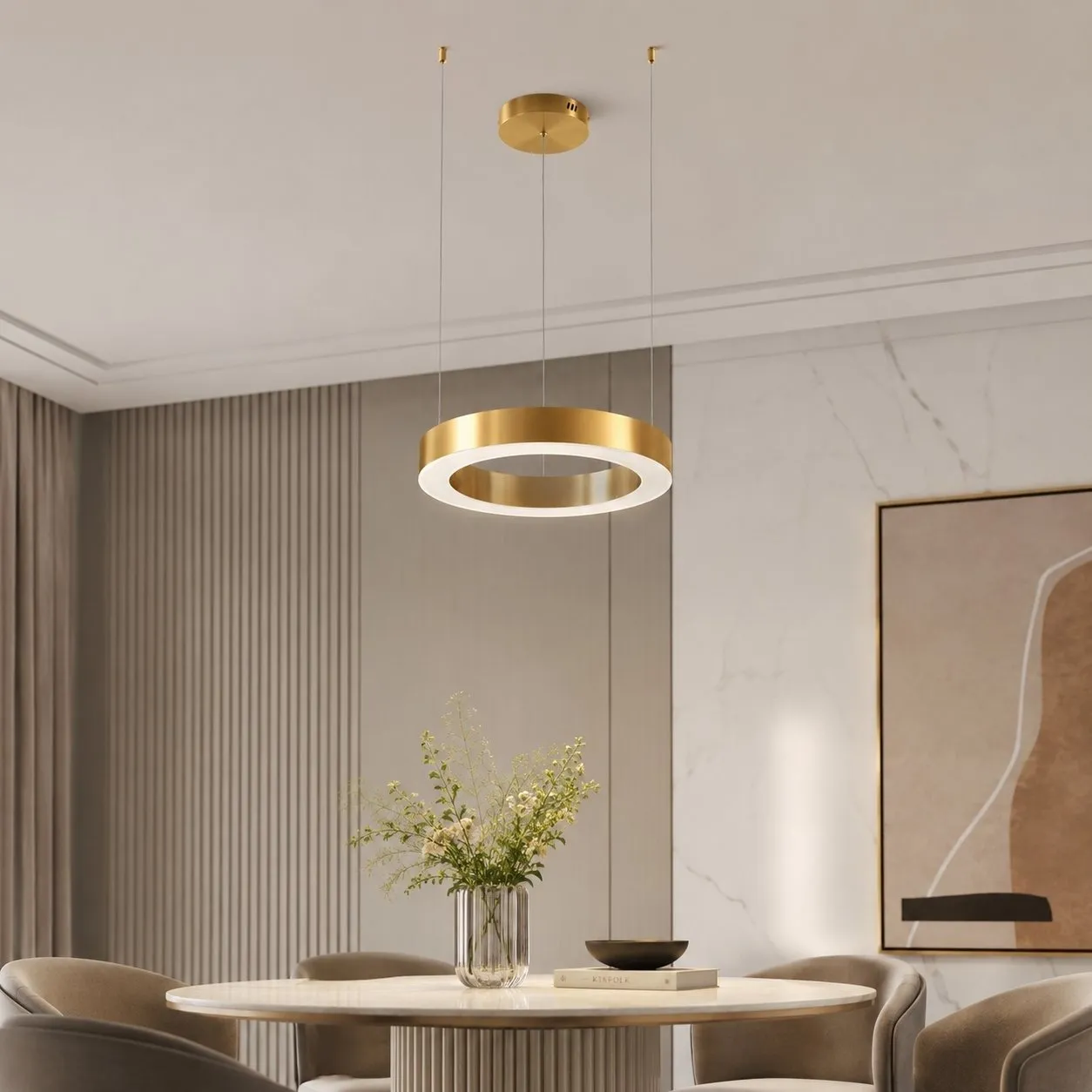 Lampa wisząca CIRCLE 40 cm - LED, ring mosiądz szczotkowany - obrazek 5