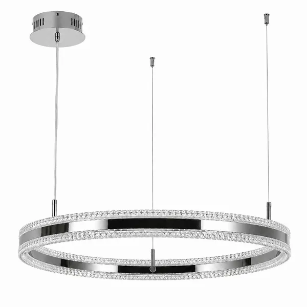 Lampa wisząca ARKADIA LED 80 cm - tytanowa z kryształowym pierścieniem