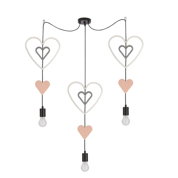 Trio hhh p lampa wisząca czarny 3x20W E27 iq kids biały+różowy+szary