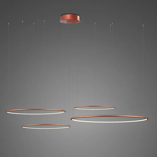 Lampa wisząca Ledowe Okręgi No.4 100cm 4k miedziana Dali układ 100/80/60/40 cm