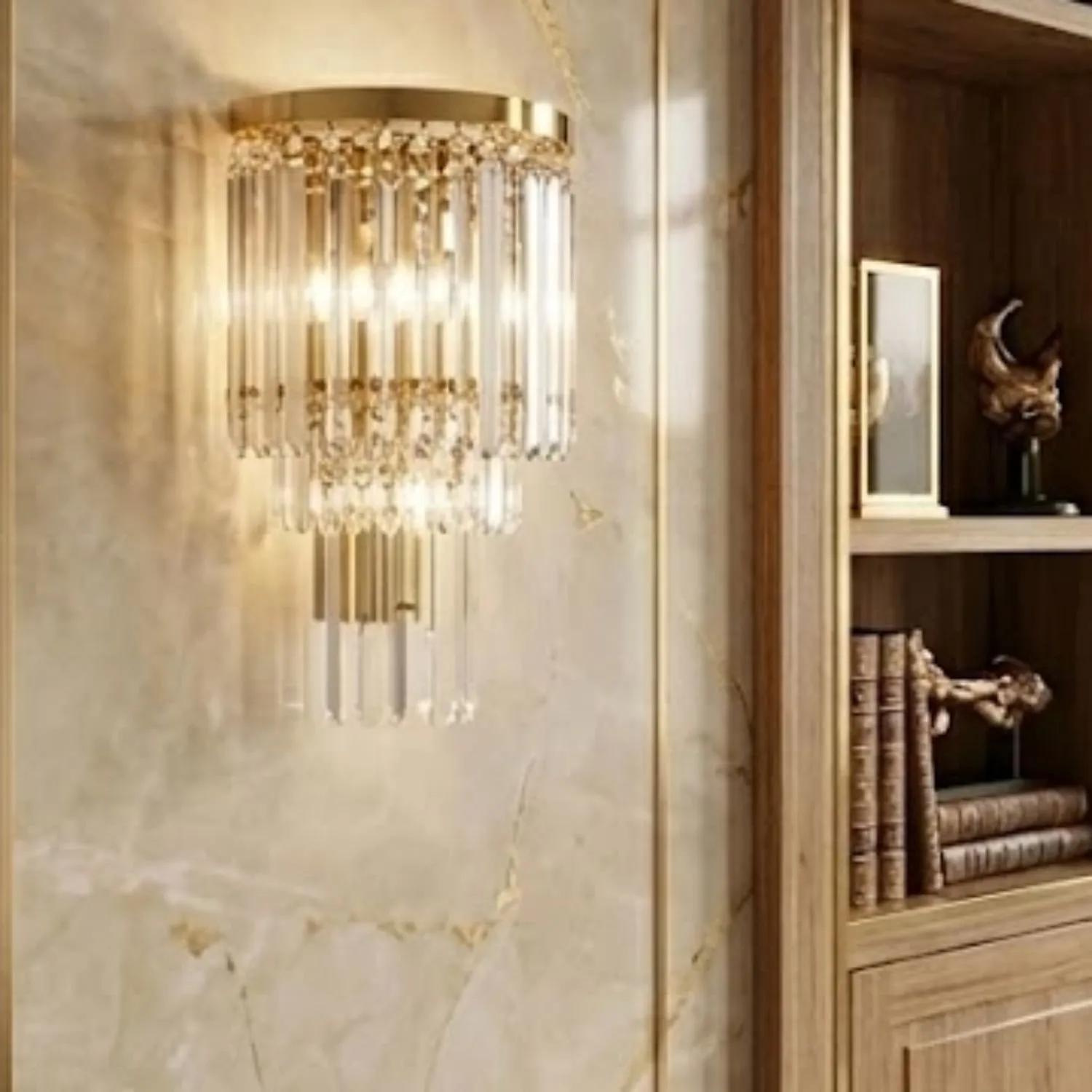 Lampa ścienna SPLENDORE 20 cm - Kinkiet kryształowy, złoty - obrazek 2