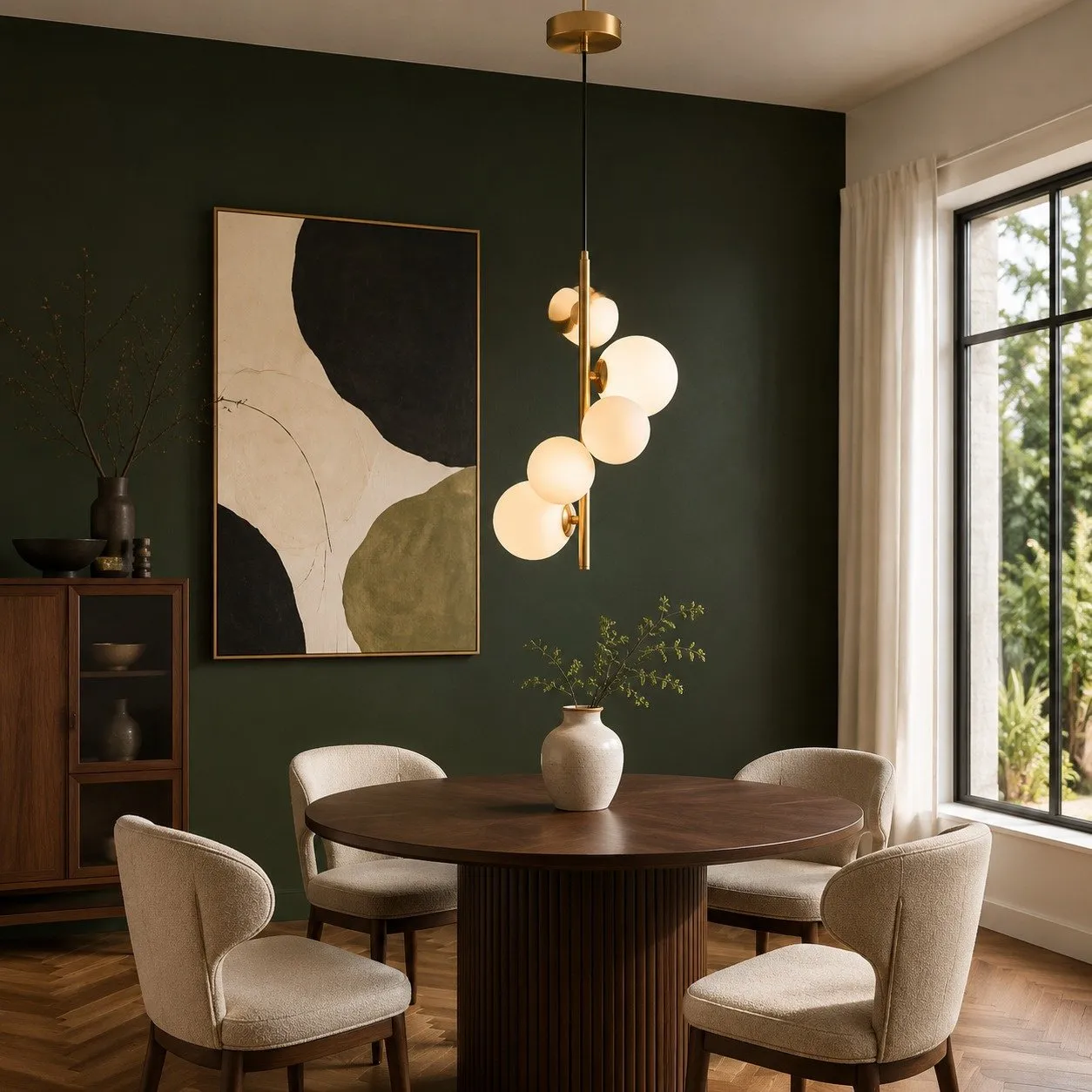 Lampa wisząca MOLECULA 38cm - biało złota nowoczesna lampa do salonu - obrazek 4