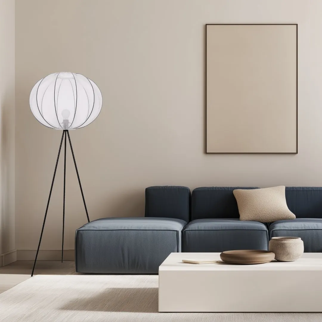 MELLOW lampa pod³ogowa czarny 1x40W E27 aba¿ur mist 52 bia³y kula - obrazek 2