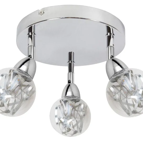 BOLO LAMPA SUFITOWA PLAFON 3X6W LED SMD GŁÓWKA OKRĄGŁA 1E Z PRZEGUBEM KLOSZ WYMIENNY KD SYSTEM CHROM/BEZBARWNY