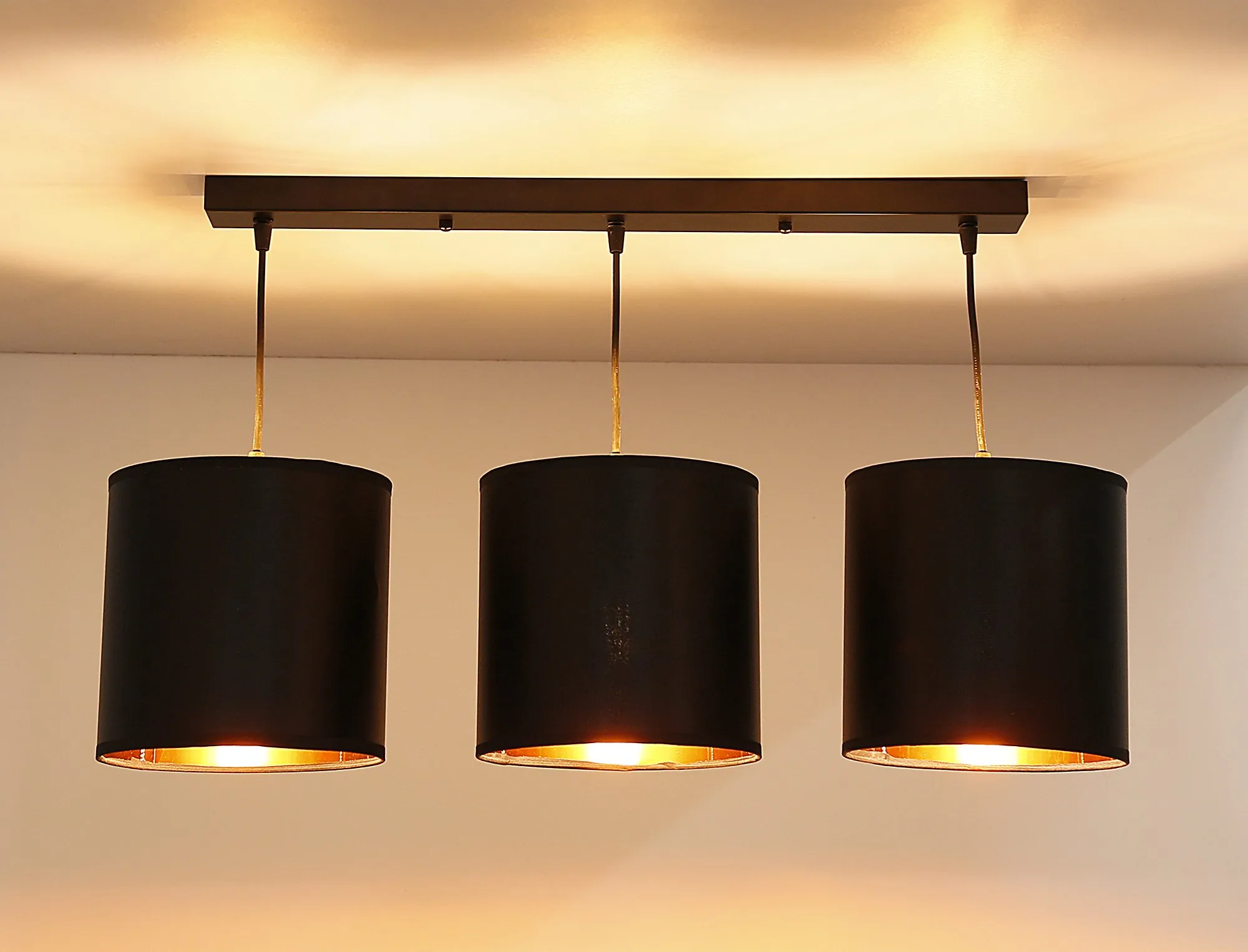 Candida lampa wisząca czarny 3x40w e27 abażur czarny - obrazek 7