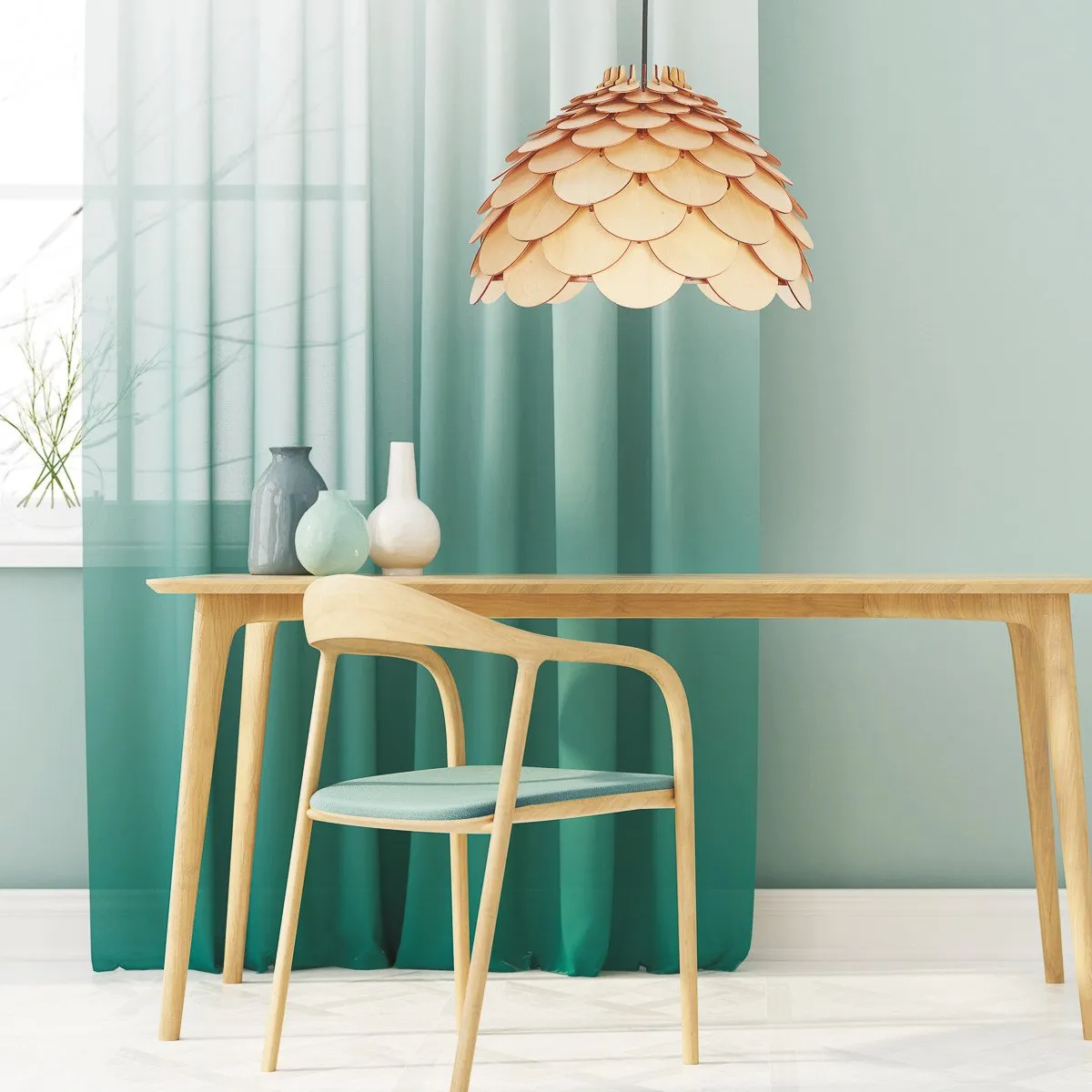 Lampa wiszaca Burgo mała drewniana 1xE27 - obrazek 5