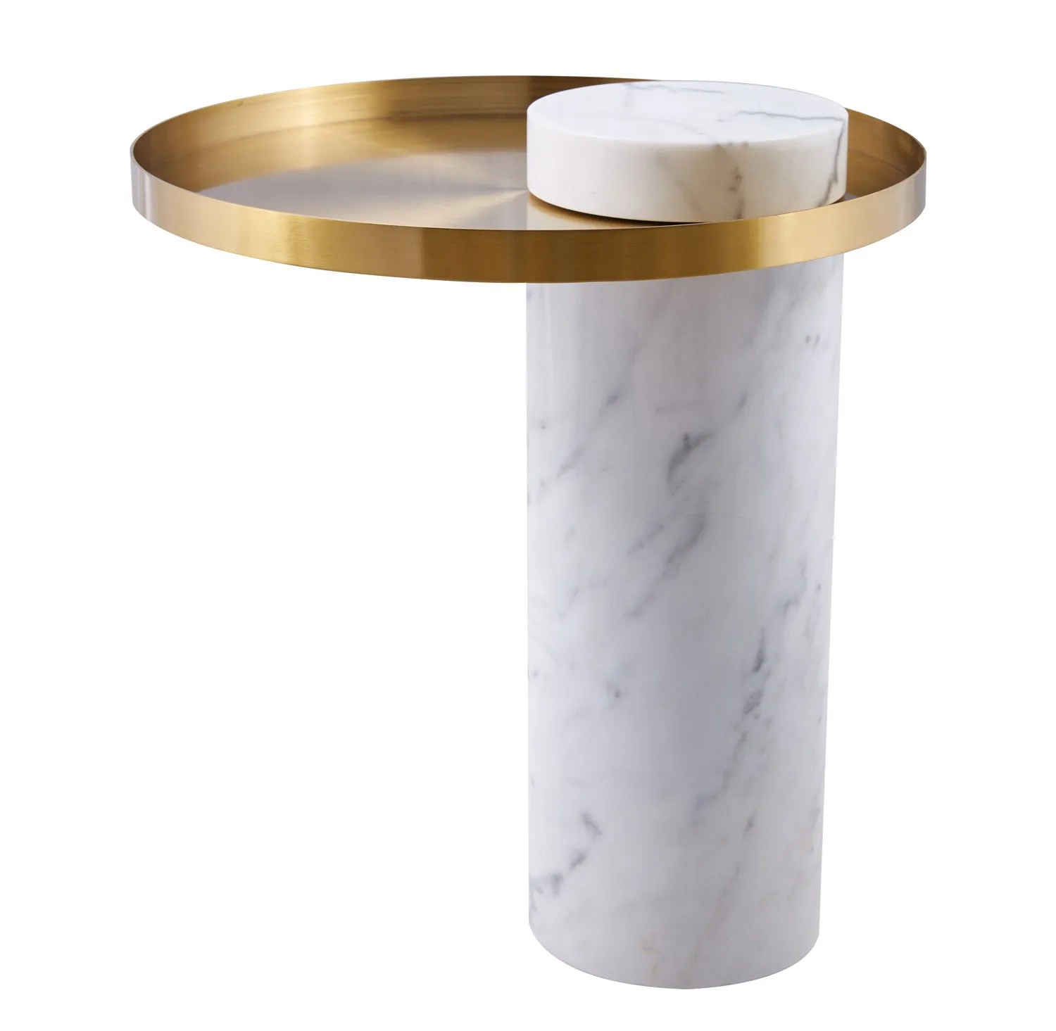 Stolik kawowy COLUMN marmurowy biało złoty 55 cm - obrazek 2